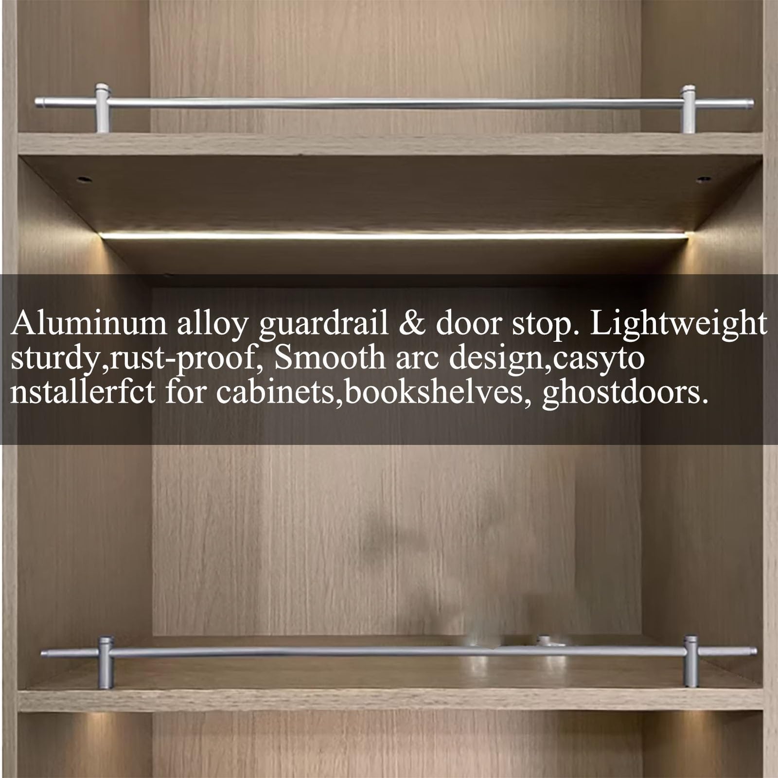 Generico Binari Decorativi Dorati per mensole - Confezione da 2, Punte in Alluminio da 33 cm per Bagno, Cucina, Armadio, Ufficio, Bar di casa, libreria, Esposizione di Piante