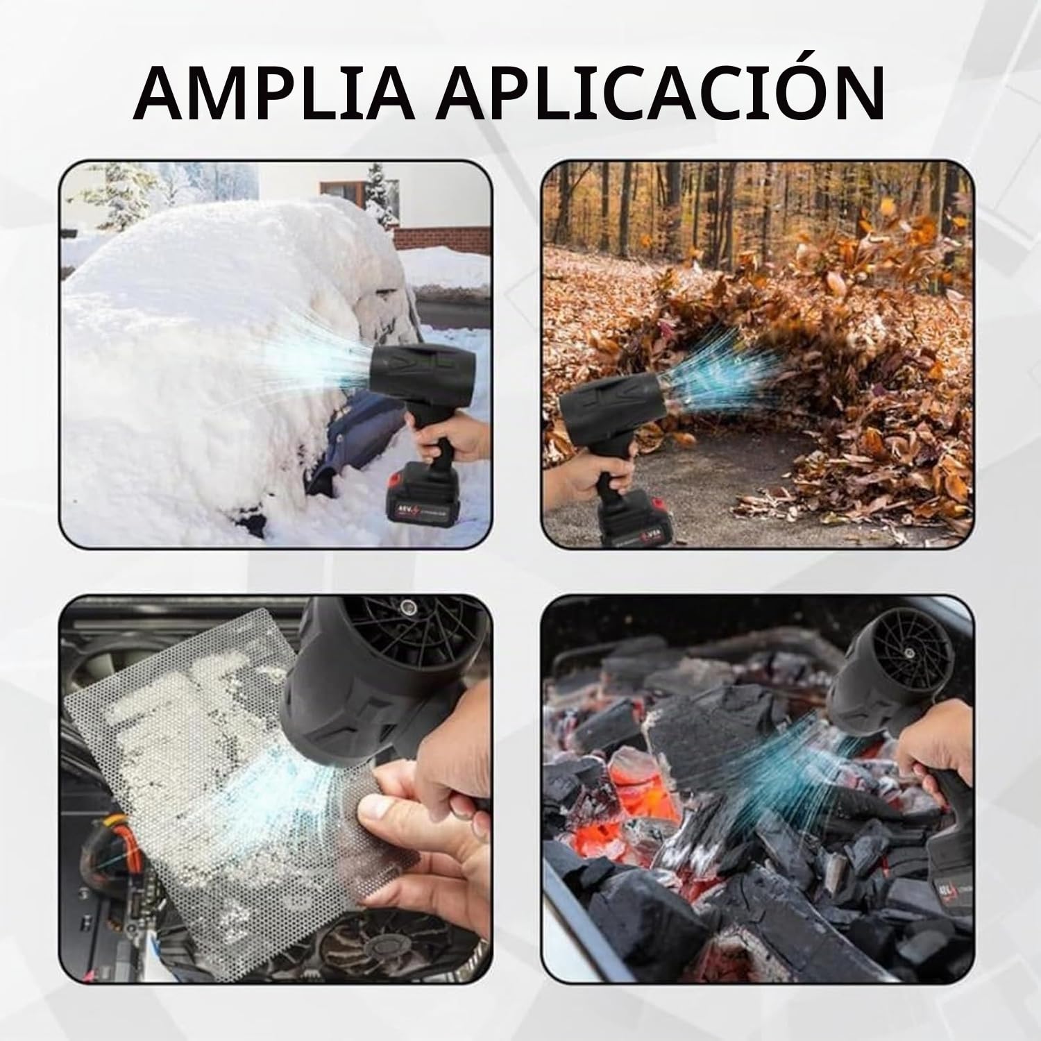 Soplador Turbo Jet, Soplador InaláMbrico Air Force, Soplador De Aire Potente, Plumero de Aire inalámbrico Turbo Super Power, EliminacióN De Nieve (Negro+2 Batería)
