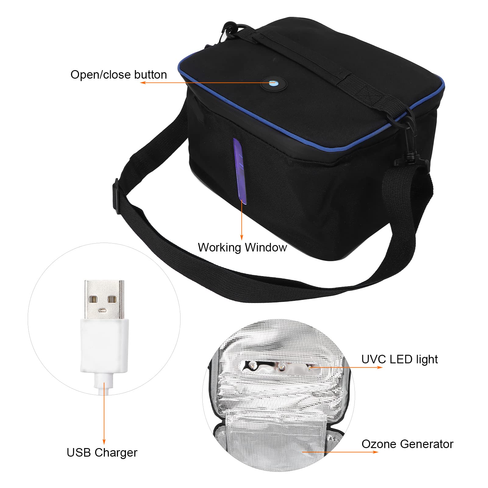 Borsa per la Pulizia della Luce, Borsa per la Disinfezione UVC, Sterilizzatore Portatile con Luce a LED, Sterilizzazione Rapida e Semplice del 99,9% in Soli 3 Minuti, Grande Borsa