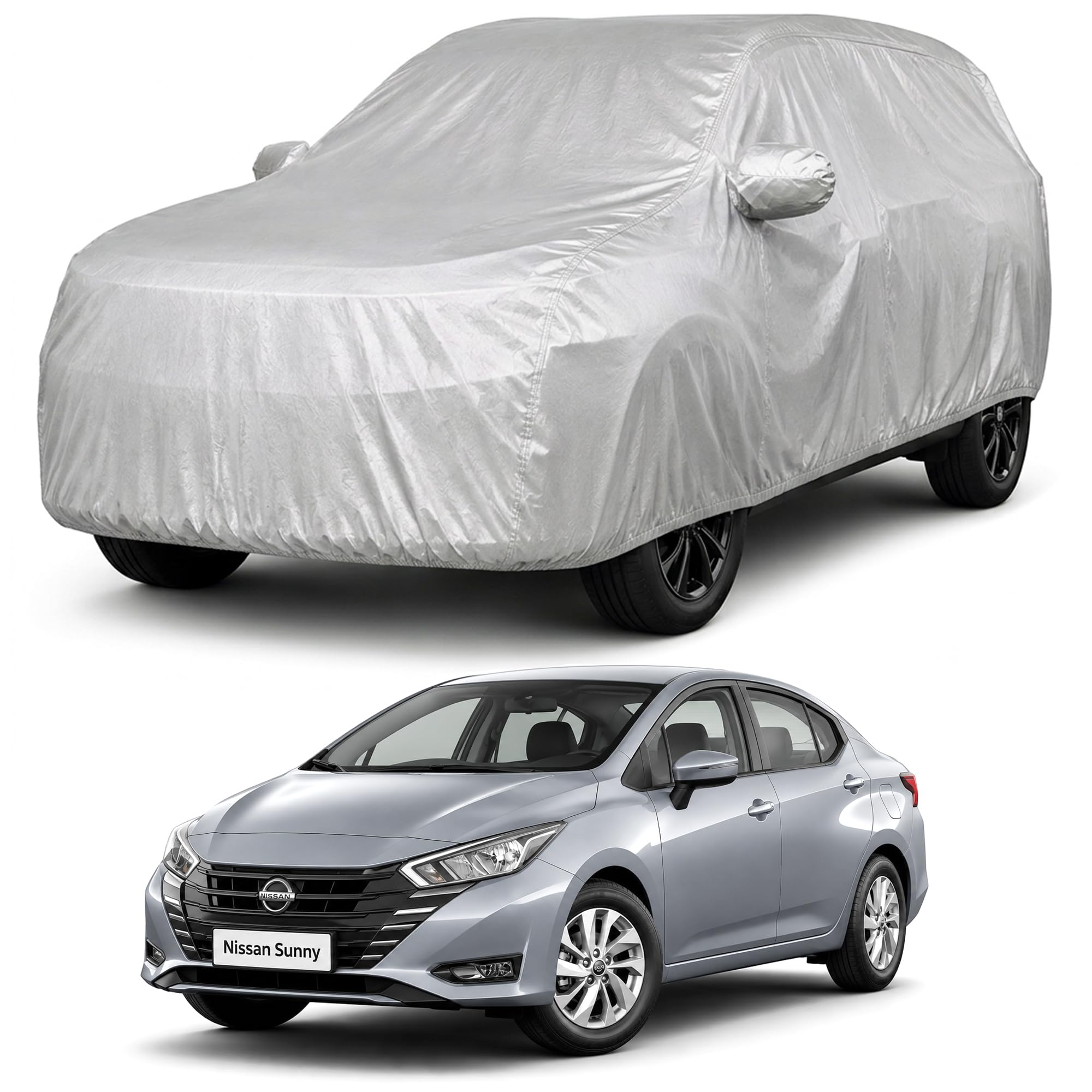 Autofact Car Body Cover Compatible with Sunny | Custom Fit Car Cover | 100% Water-Resistant| Triple-Stitched Lightweight Fabric | Dustproof | Indoor & Outdoor Use | Elastic Bottom-image-10
