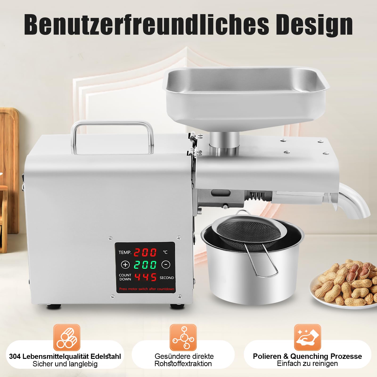 Edelstahl Ölpresse Heiß Kaltöl Extraktionsmaschine Elektrisch öl Automatische Ölpresse Maschine für Walnuss Erdnuss Sonnenblumenkerne