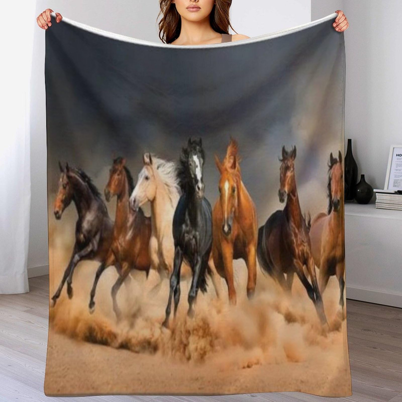 Couverture polaire cheval anti-froid pour lit et canapé douillet