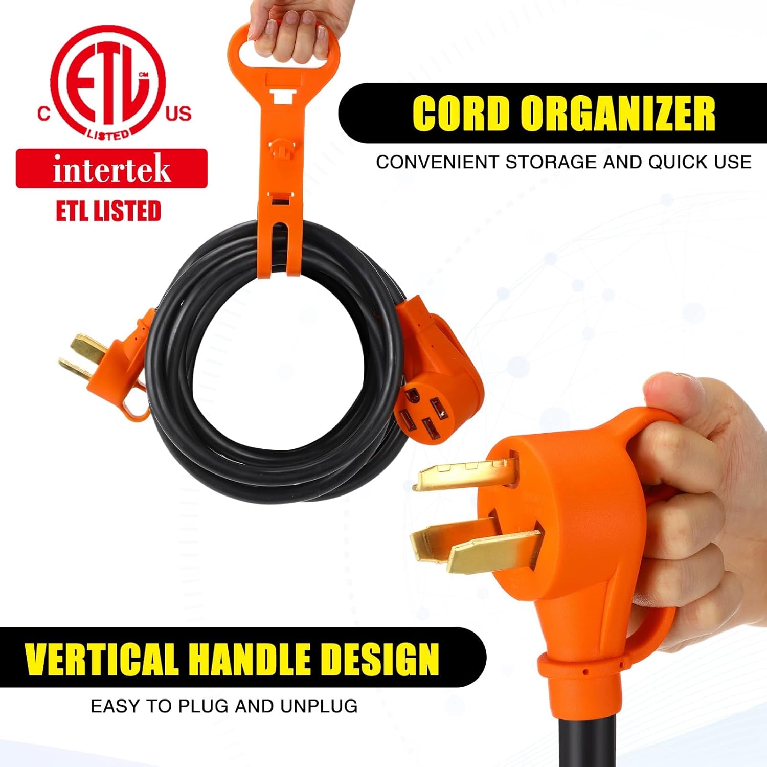 Xuhal 15 ft NEMA 10-30P to 14-50R EV Charger Adapter Cord 3 Prong Old Dryer Outlet to Level 2 EV Charging Power Cord with Handle (Only for 3 Prong L-Shaped Old Dryer NEMA 10-30R Outlet) ETL Listed