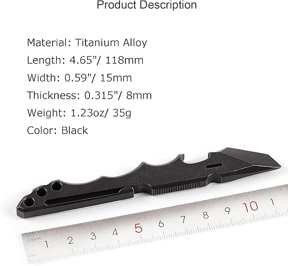 チタン Edc こじ棒 屋外 多機能 こじ棒 Edcツール ミニこじ棒 クローバー 栓抜き ポケットクリップとランヤード穴/ブラック