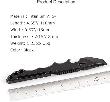 チタン Edc こじ棒 屋外 多機能 こじ棒 Edcツール ミニこじ棒 クローバー 栓抜き ポケットクリップとランヤード穴/ブラック