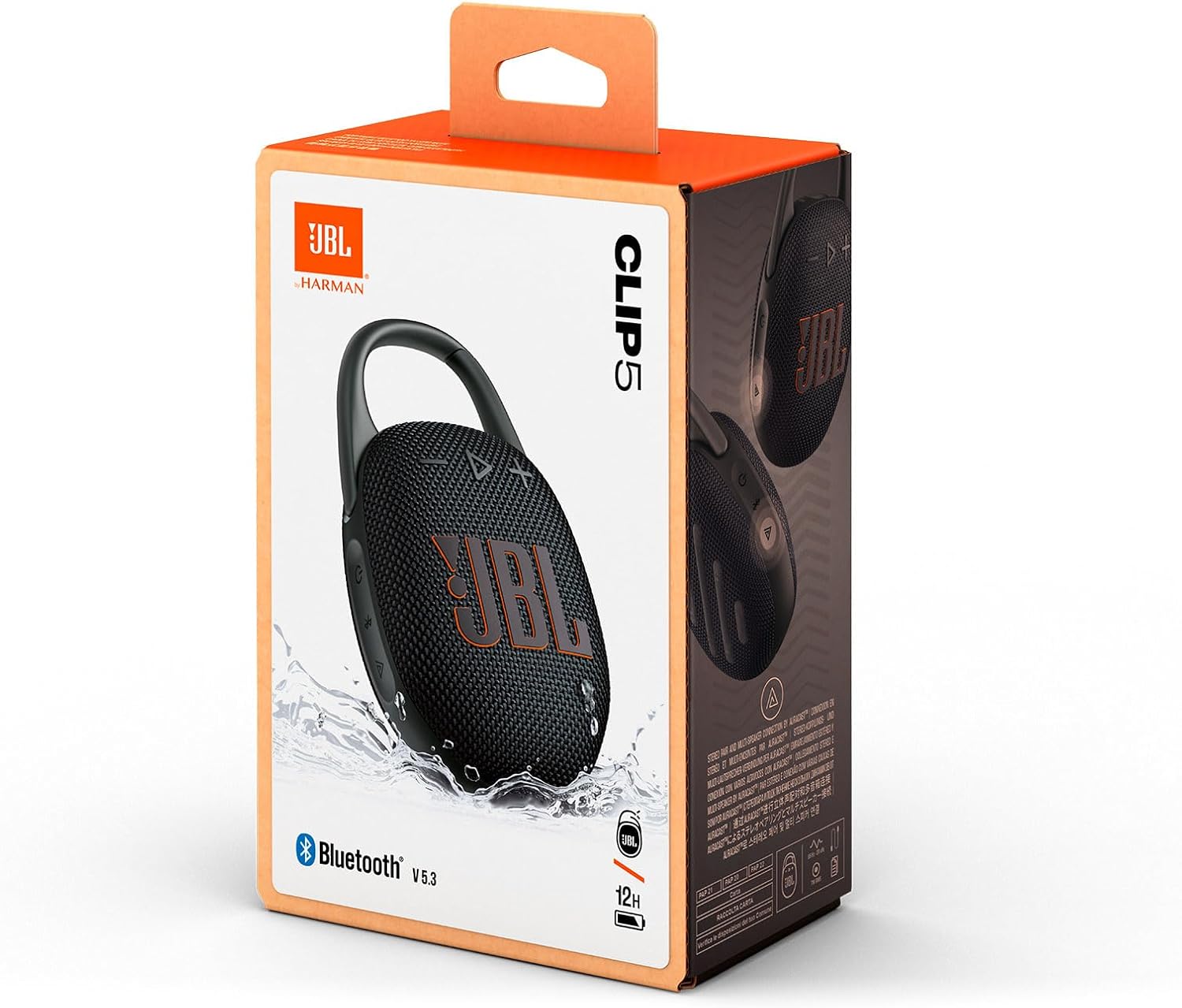 JBL Clip 5 Bluetooth Speaker and divvi! Protective Case - Black