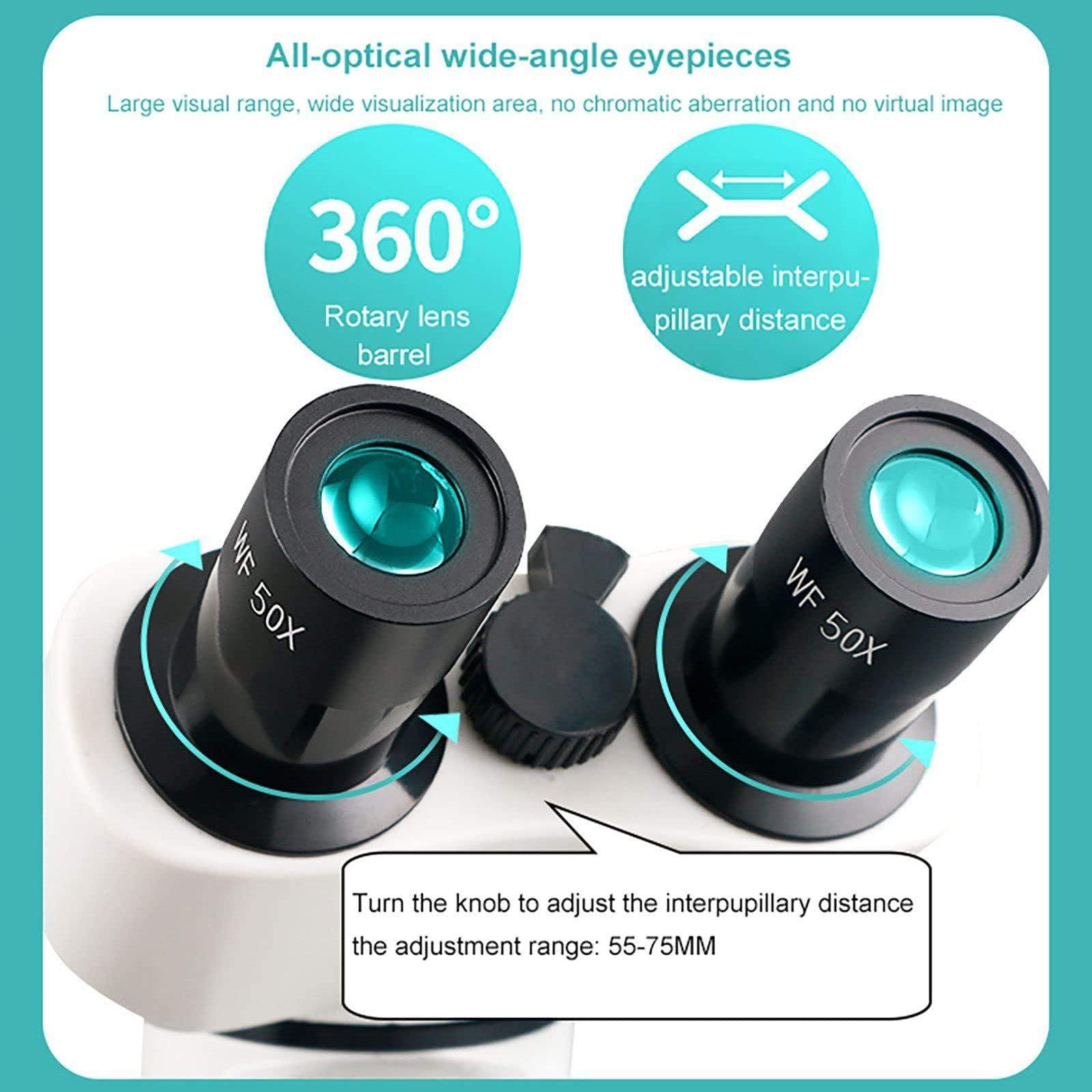 10000x Binocular Mikroskop Optyczny, Podwójny Oświetlenie LED + Uchwyt Telefonu, Obiektywy Obiektywne (4x, 6x, 10x, 60x) + Okular (3,5x, 2pcs10x, 2pcs50x), Dla Szkoły Laboratoryjnej