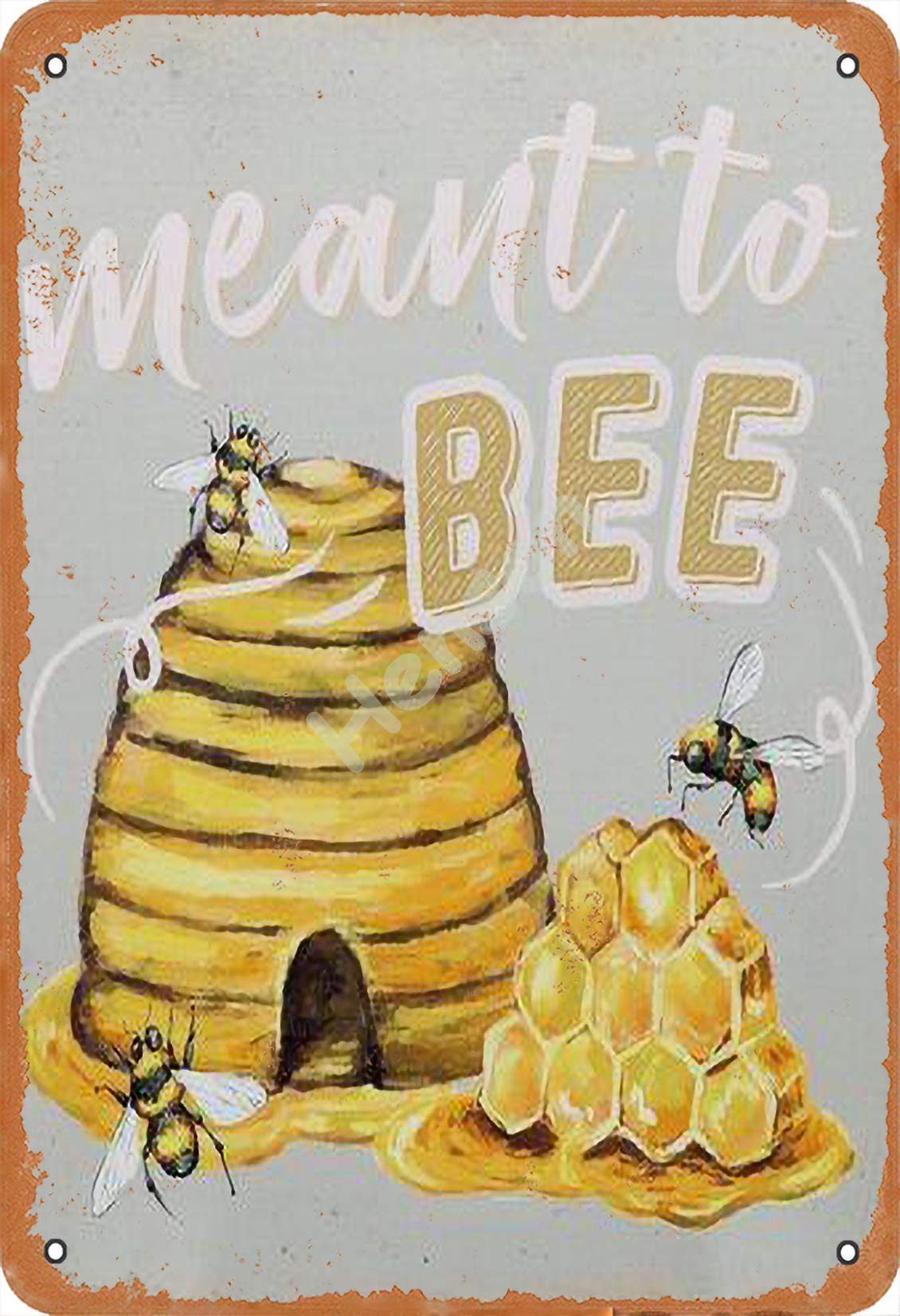 Henson Meant To Bee vintage Tin Sign Logo 12 * 8 inches Advertising Eye-Catching Wall Decoration