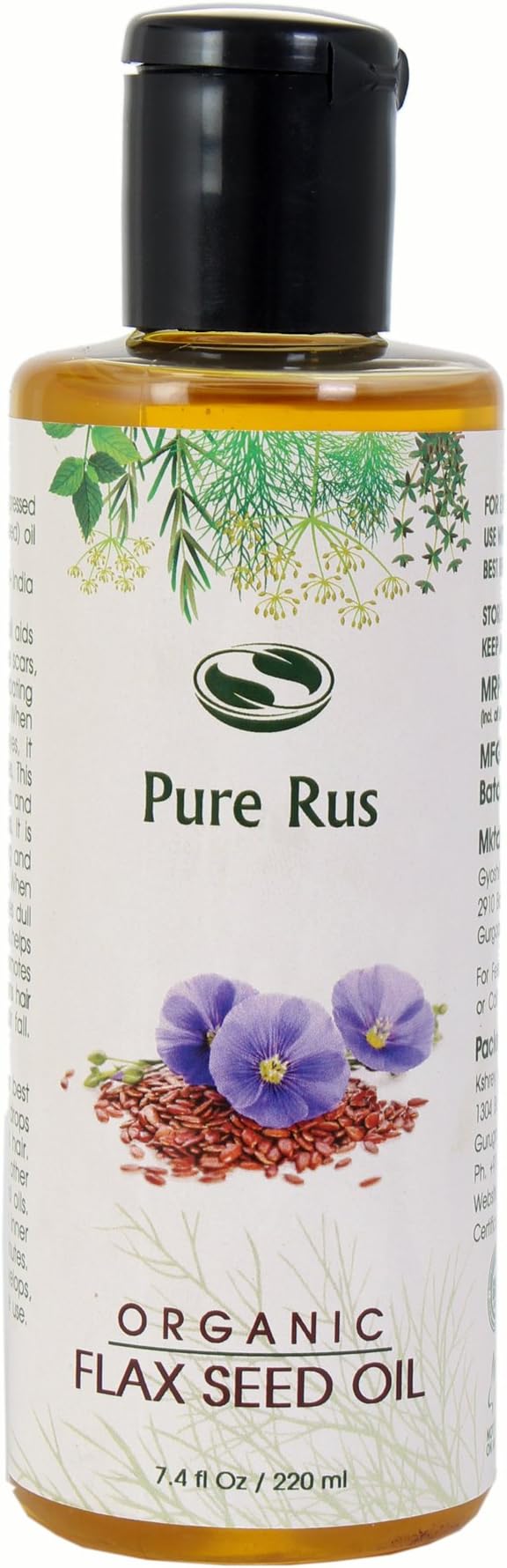 Pure Rus Cold Pressed Flaxseed Oil for Hair and Skin, 220ml