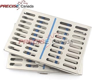 PRECISE CANADA: German Grade Steel Set of 2 Dental Autoclave Sterilization Cassette Rack Box Tray for 10 Instrument New
