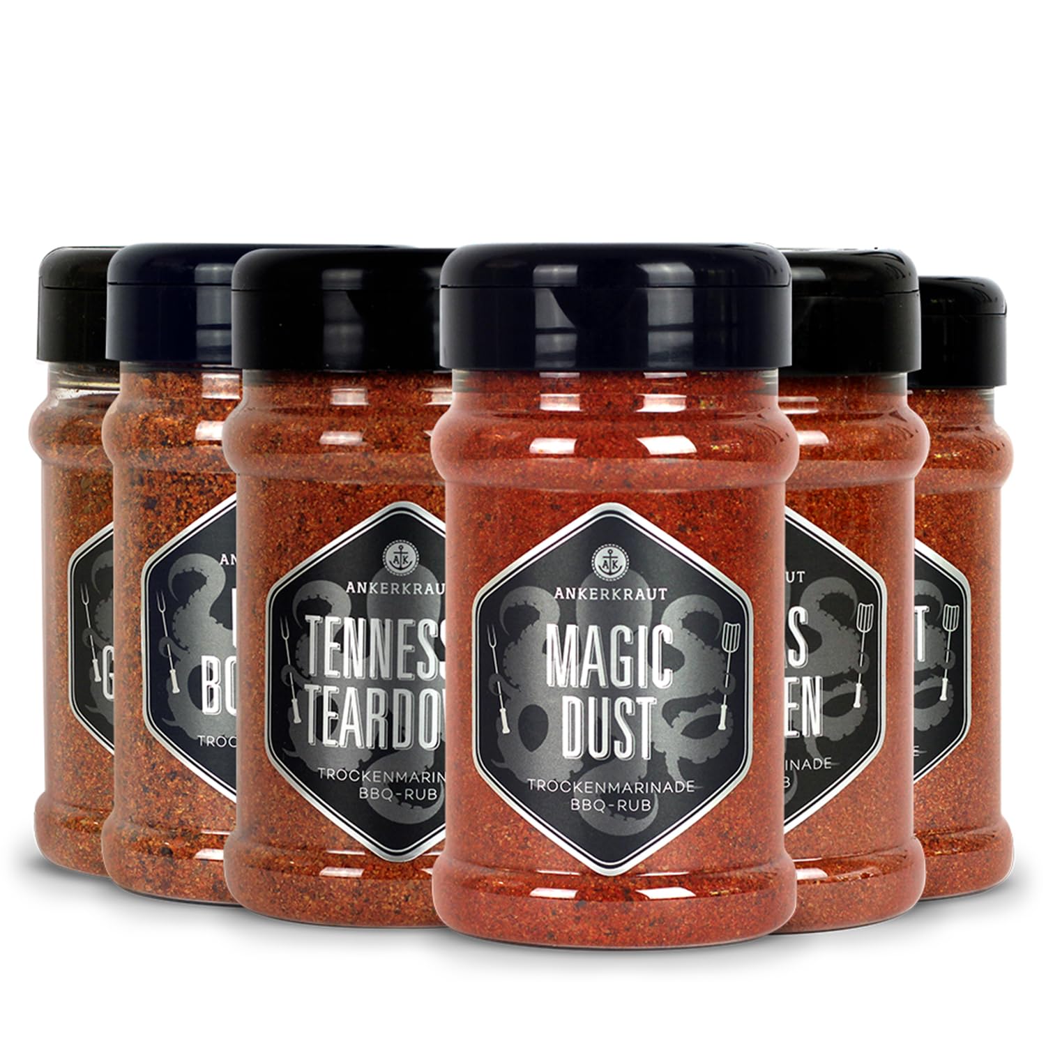 Ankerkraut BBQ Rub Set mit 6 Streuern - Grill-Gewürze mit Geschmack & Aroma