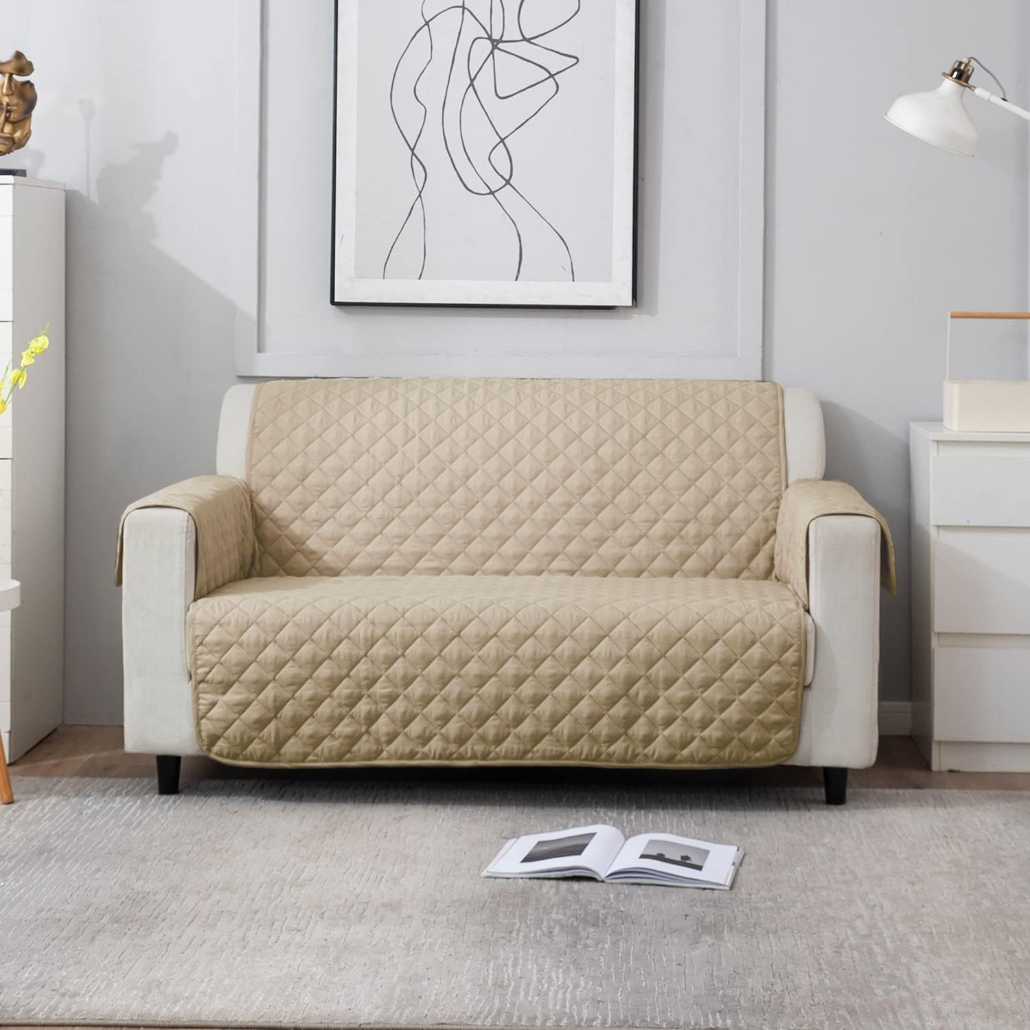 Stylish Reversible Sofa Cover - 3 Seater, Navy Blue -16
