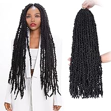 ZRQ 6 Packs Butterfly Locs Crochet Hair 24 Inch Black Distressed Locs Crochet Braids Pre-looped Synthetic Goddess Soft Locs Hair Extensions For Women 1B#