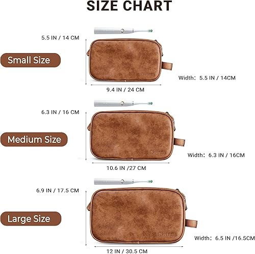 Miniatura 6 de Elviros Neceser de aseo para hombres, kit grande de afeitado de viaje, resistente al agua, organizador de artículos de tocador de baño de piel