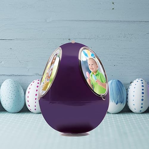Miniatura 4 de Marco de fotos ovalado de huevo de Pascua giratorio morado de 2 x 3 pulgadas