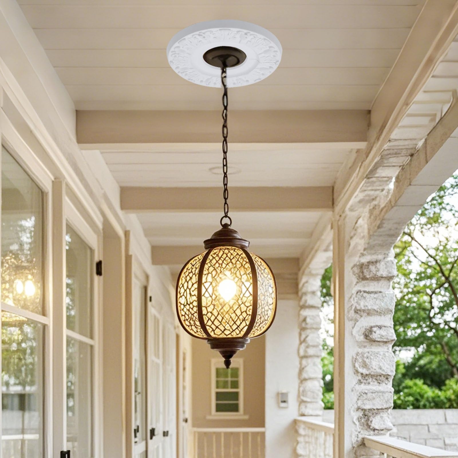 T Tulead 2 Sets Split Decorative Ceiling Medallion, White, 10" OD, 3.93" ID — Amazon image 6