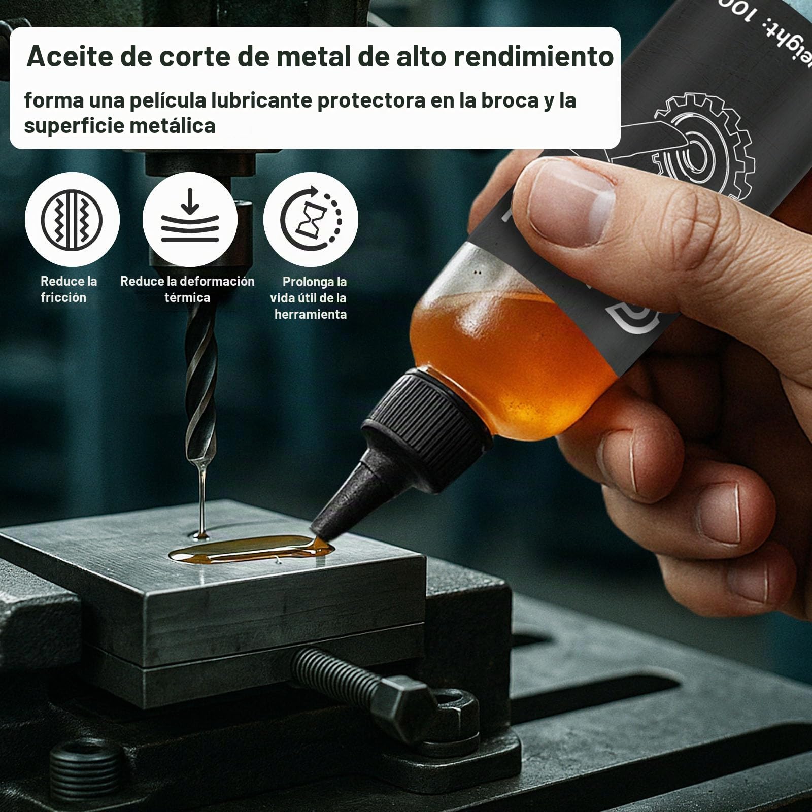 1DFAUL Aceite de corte de 200 ml para taladrar metal, fluido de corte para taladrar, reduce la fricción y la deformación térmica, prolonga la vida útil de la herramienta, para acero inoxidable y