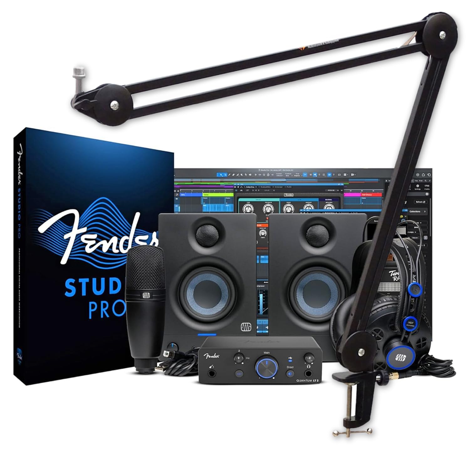 Fender Quantum Complete Bundle Recording Set con braccio articolato Keepdrum