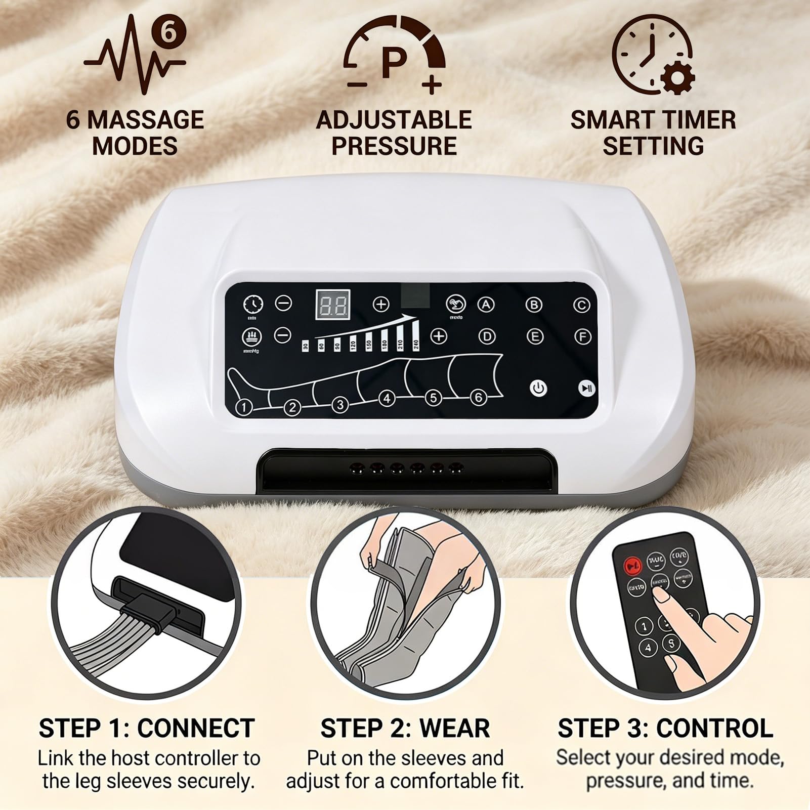 Máquina Presoterapia Para Casa, Masajeador De Piernas Compresión Neumática, Ajuste Automático De Presión, Desagüe Automático, Relajación Corporal Completa, Ideal Para Personas Con Piernas Hinchadas