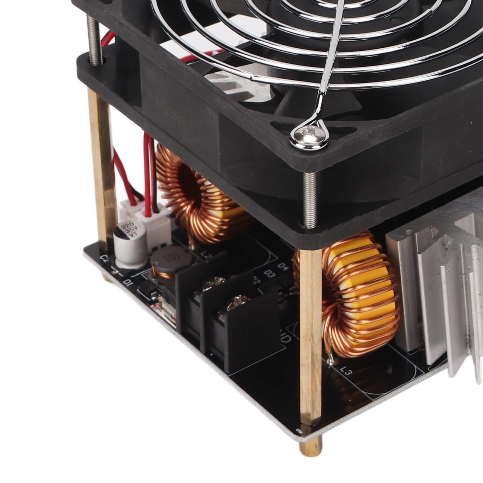 Bewinner Indukcyjny moduł Grzewczy ZVS 12-48 V 2000 W Płyta Grzewcza Niskiego Napięcia Wysokiej Częstotliwości do Topienia Metali, Hartowania, Wyżarzania z Radiatorem i Wentylatorem Chłodzącym