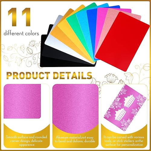 Miniatura 4 de Thenshop 550 tarjetas de visita de metal para grabar, placas de aluminio para manualidades, hojas de metal multiusos para manualidades, tarjetas de
