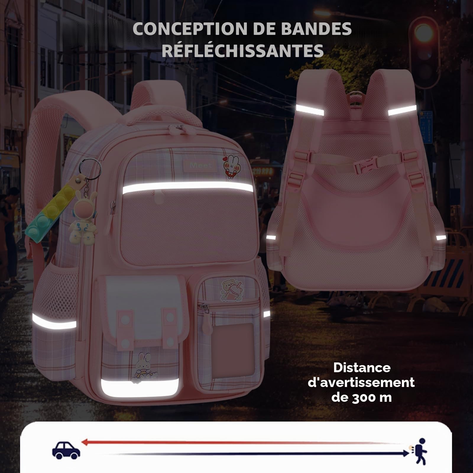Amythe Sac à dos Fille CP-6e Sangle Poitrine Réfléchissant