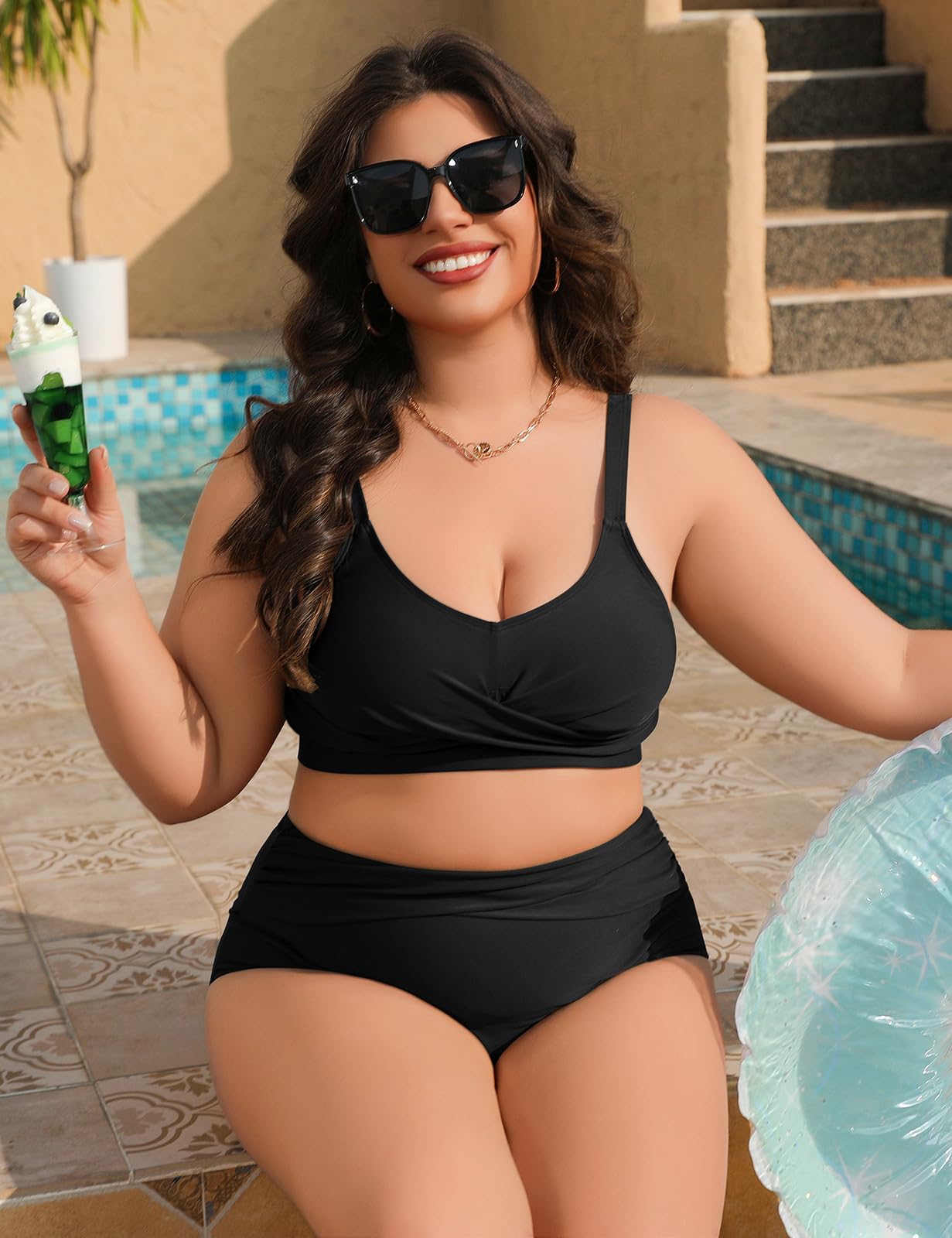 Tuopuda Bikini Mujer Talla Grande Push Up Cintura Alta Traje de Baño Dos Piezas Conjunto de Bikini Biquini con Relleno Bikini Top con Brasileño Braga Alta Natacion Playa M-4XL