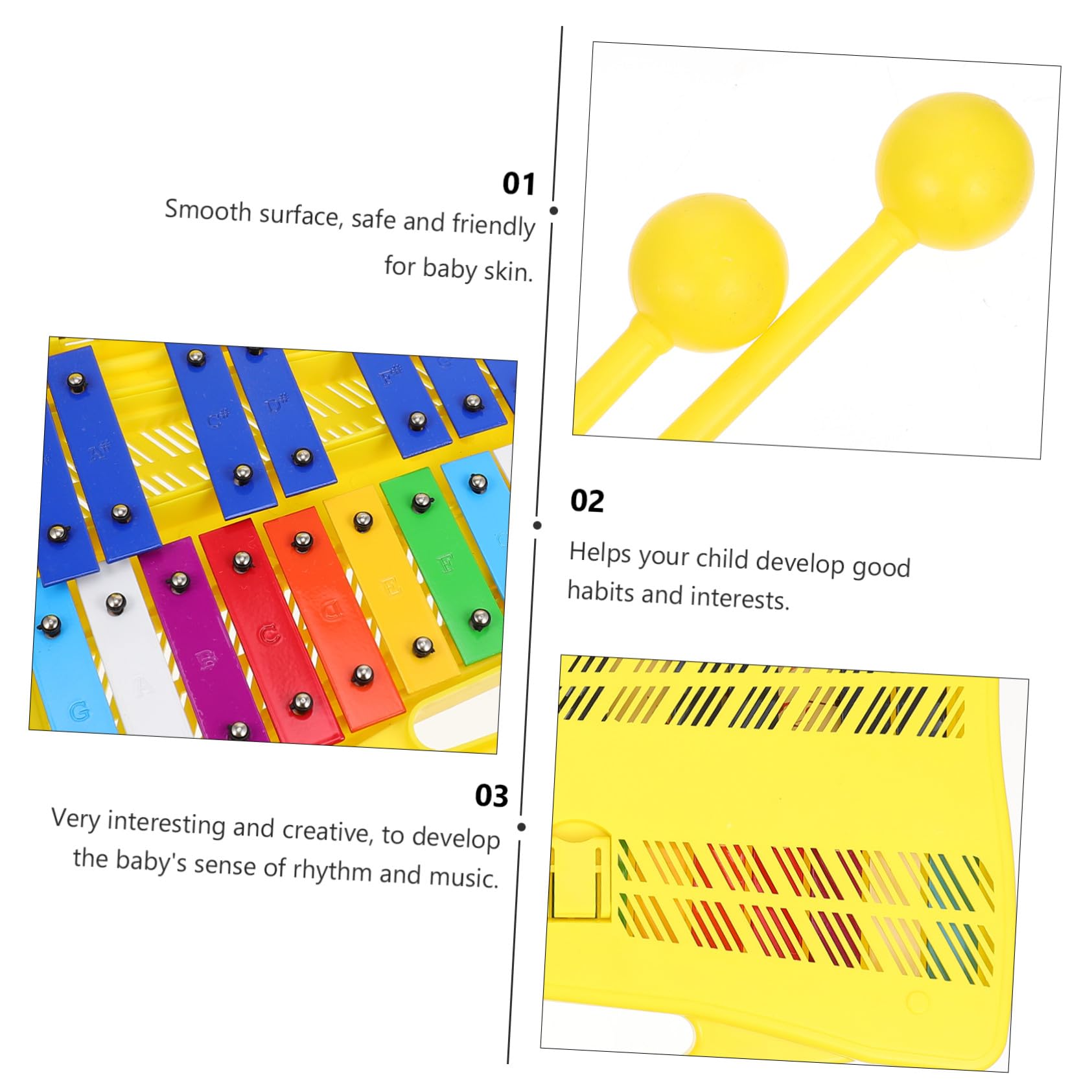 SUPVOX Strumento Musicale Percussione con Piastra da 25 Note per Ragazzo Ragazza Piccoli, Giocattolo Educativo in Plastica per Sviluppo Uditivo e Coordinazione Occhio-mano, Set