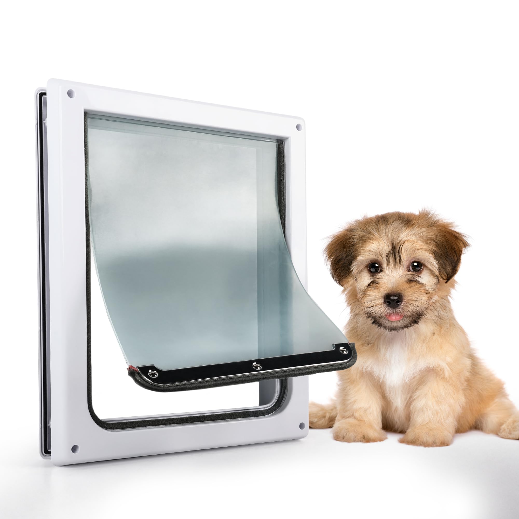 PAWISE 2-Wege-Hundetür, abschließbare Hundeklappe mit robuster Metallplatte und flexibler, transparenter Klappe, wetterfest und einfach zu installieren, Haustiertür für Hunde, leises und