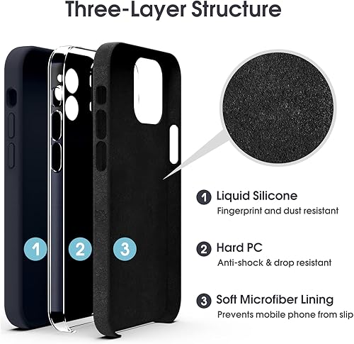 Miniatura 6 de Supdeal Funda de silicona líquida para iPhone 12, protección de cámara antihuellas dactilares carga inalámbrica Funda protectora de 4 capas para