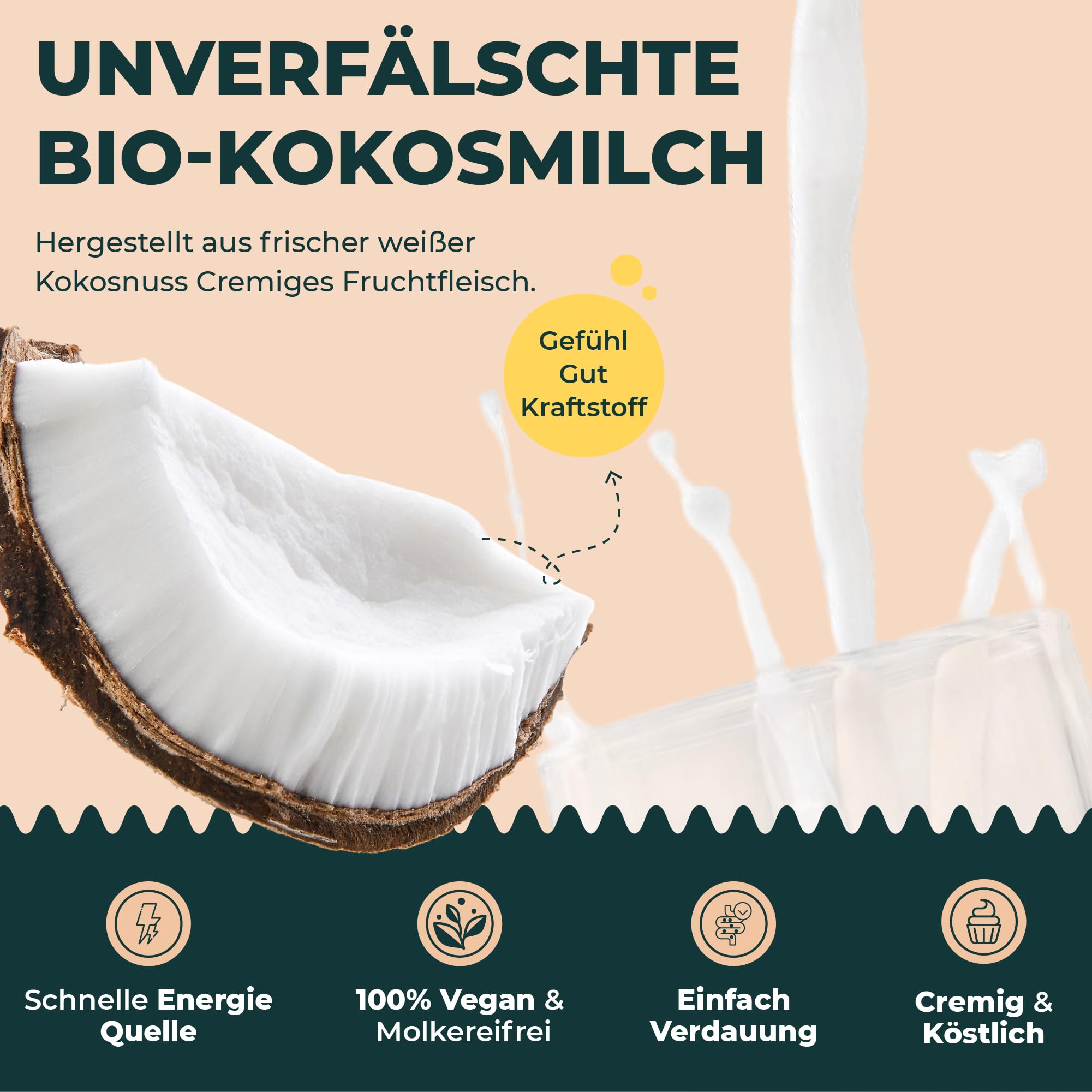 FOODIN Bio Kokosmilch 12 x 330 ml – Cremig & lecker, 100% vegan, aus weißem Kokosnuss-Fruchtfleisch, ideal für Currys, Suppen, Smoothies & Desserts