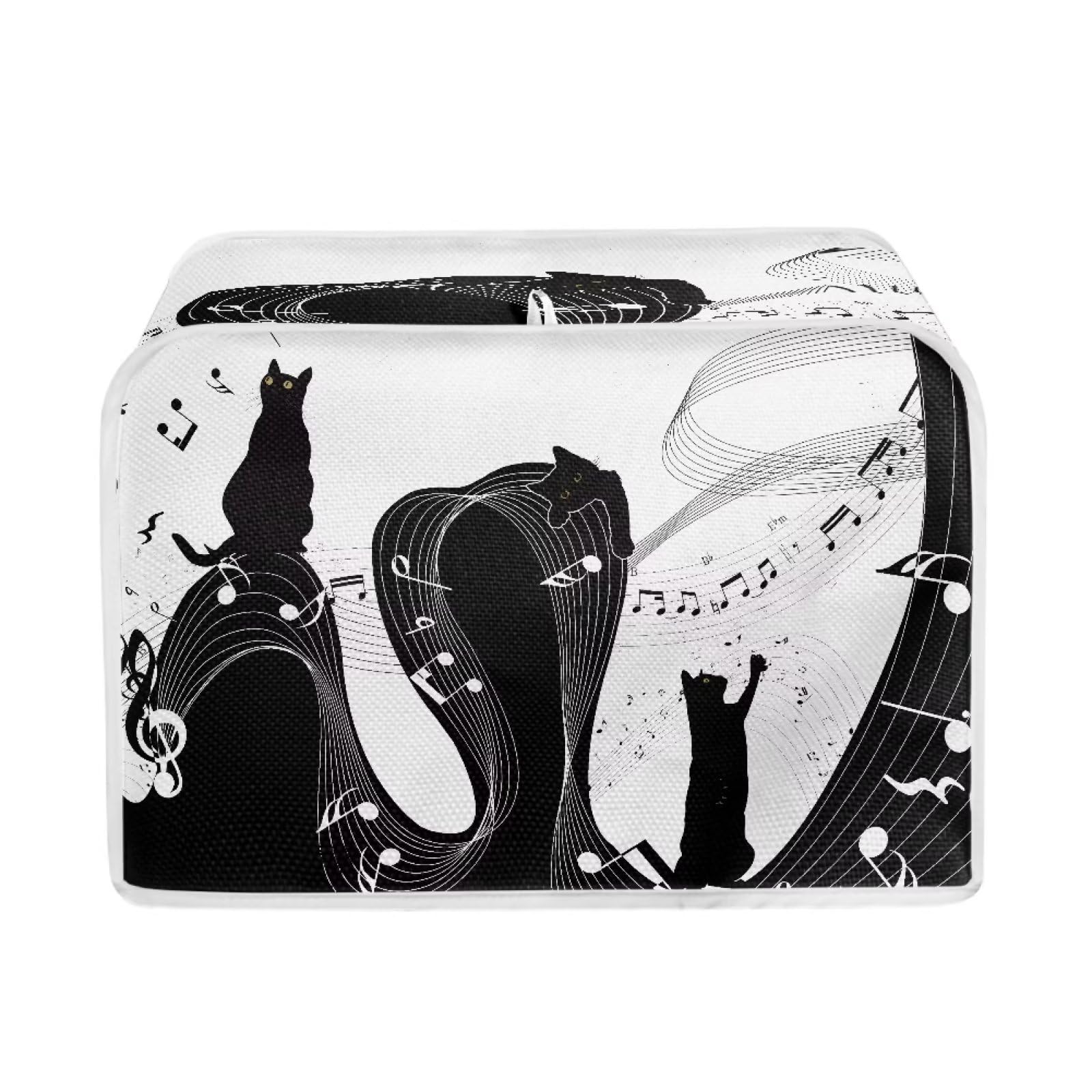 Black Cat Music Toaster Covers Dust Cover Decorative Lightweight Bakeware Protector Compatible with Most 2-Slice Toasters