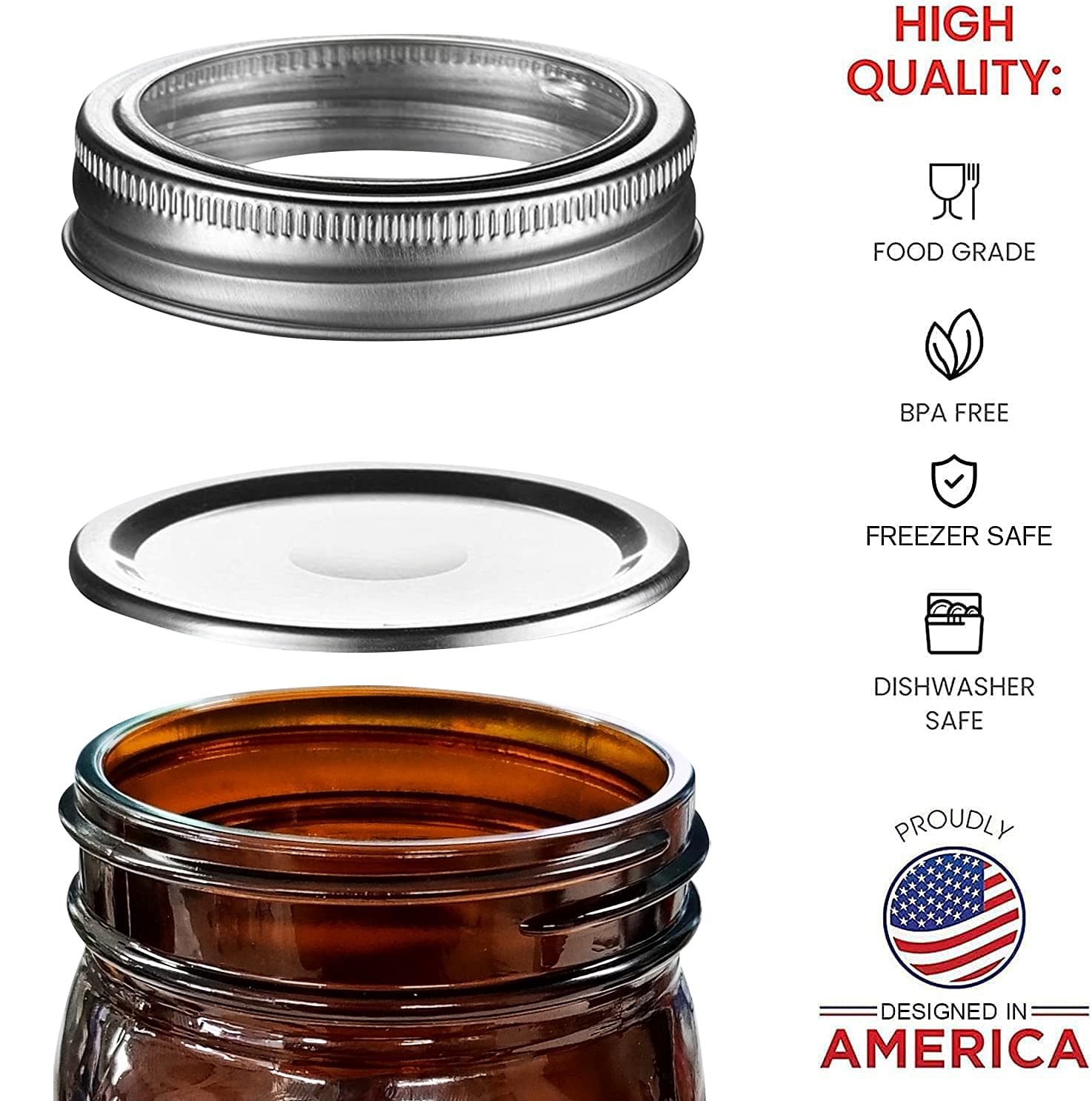Amber Mason Jars 32 oz Wide Mouth Quart Mason Jars with Lids for