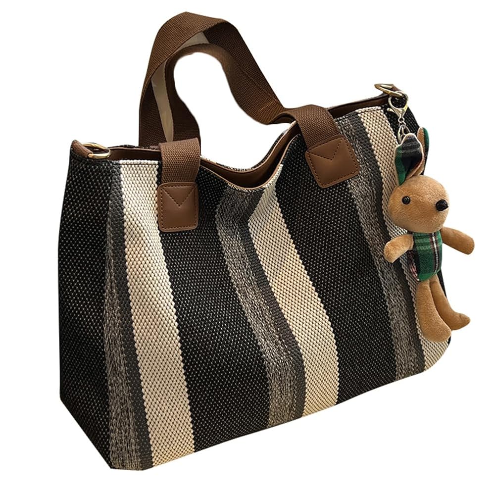 ストライプ柄キャンバスショルダーバッグ Amazon | [KSLAT] トートバッグ レディース キャンバス