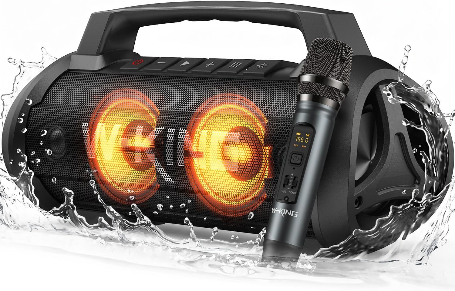 70W (120W Peak) Bluetooth Speaker with Microphone, D10 Portable Speaker Loud Punchy Bass/EQ, Party Speakers Wireless Bluetooth Waterproof IPX6/42H Play/Powerbank, Big Karaoke Speaker AUX/TF