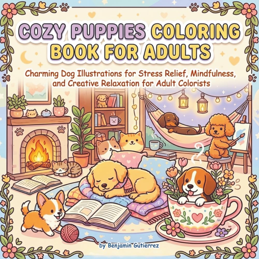 Cozy Puppies Coloring Book for Adults: Relaxing and Cute Dog Designs for Stress Relief, Mindfulness, and Dog Lovers (Cozy Animals Coloring Books for Adults: Cute & Relaxing Animal Scenes)