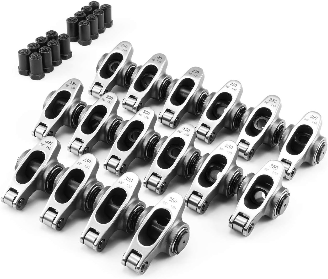 Speedmaster PCE261.1066.01 Compatible with Chevy SBC 350 1.5 Ratio 7/16" Stainless Steel Roller Rocker Arm Set