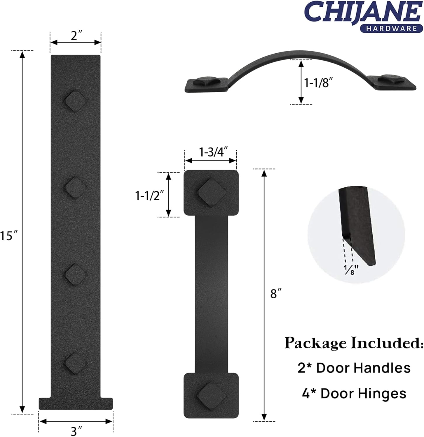 Magnetic Garage Door Decorative Hardware,Garage Door Magnets Accents Curb Appeal Faux Hinges&Handle,4 Hinges+2 Handles Garage Door Decor Hardware Kit for Steel or Metal Alloy Doors,Black