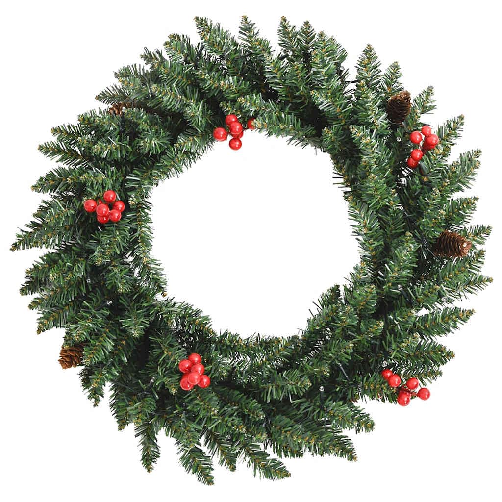 vidaXL Árboles de Navidad Artificiales 2 uds Corona, Guirnalda y LED