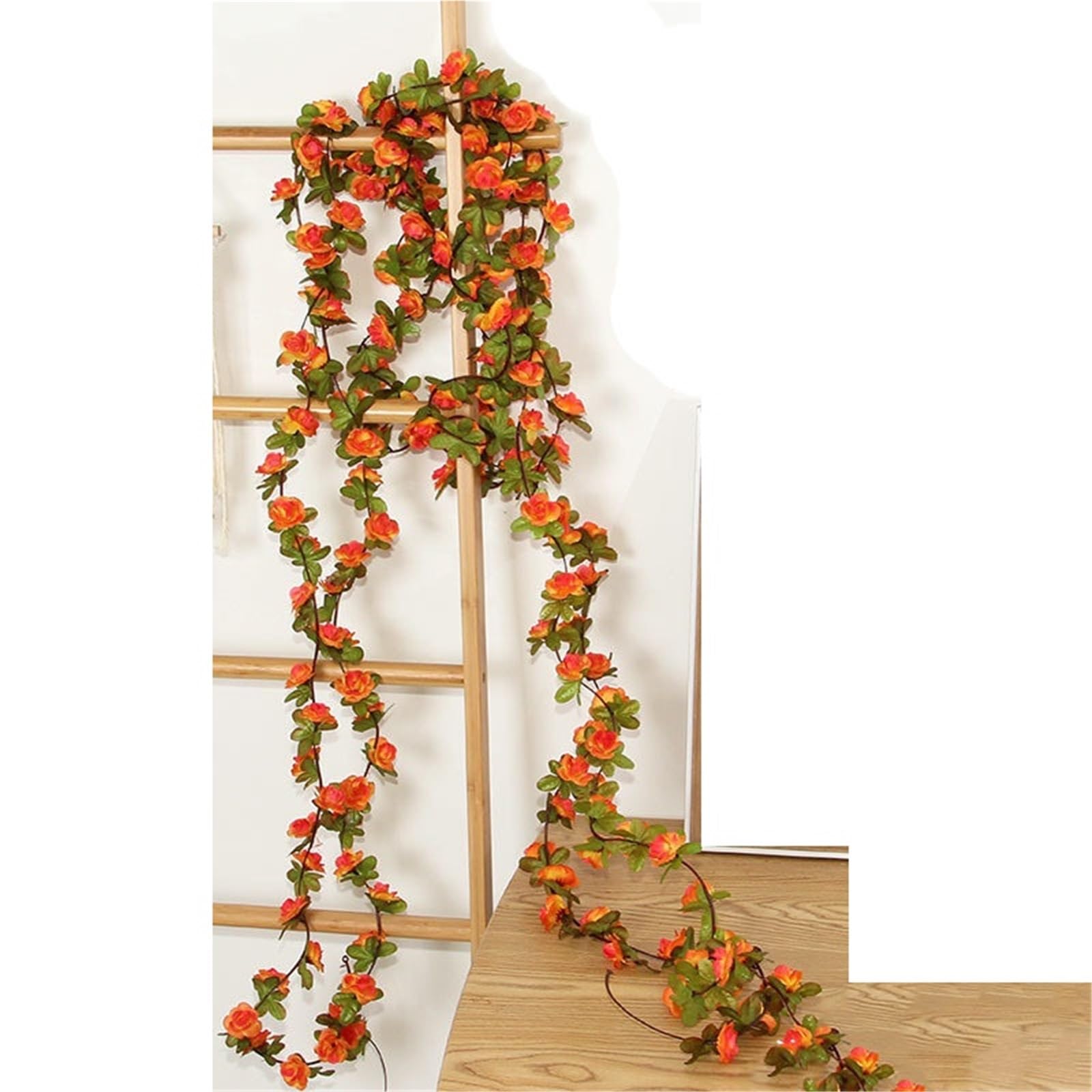 YDYAENIO Fake Rose Flower Hanging Vine 2.4M 45Heads Artificial Rose Vine Flowers With Green Leaves Hanging For Room Wedding Birthday Christmas Wall Arch Decor