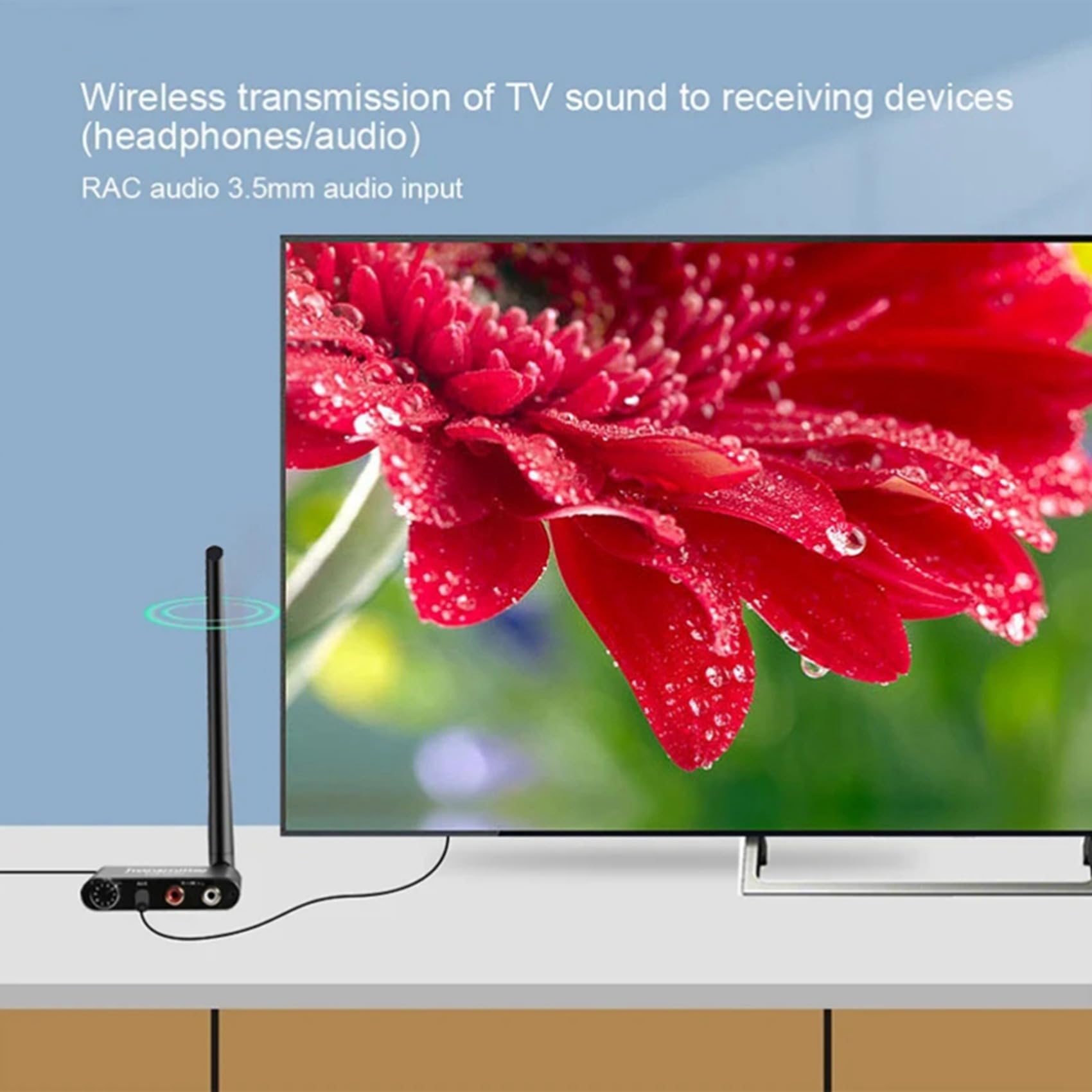 2X Transmisor y Receptor de MúSica de Audio InaláMbrico 50M 2.4G con Adaptador de Audio InaláMbrico R/L de 3,5 mm para DVD TV Computadora CD