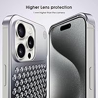 Vista 5 de Arae Funda de metal para iPhone 15 Pro, disipación de calor anticaídas, funda de aluminio delgada antiarañazos para iPhone 15 Pro de 6.1 pulgadas