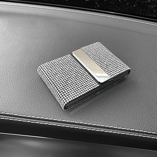 Miniatura 3 de Estuche para tarjetas de cristal, diseño minimalista con cierre magnético, tarjetero con diamantes de imitación brillantes, portatarjetas portátil