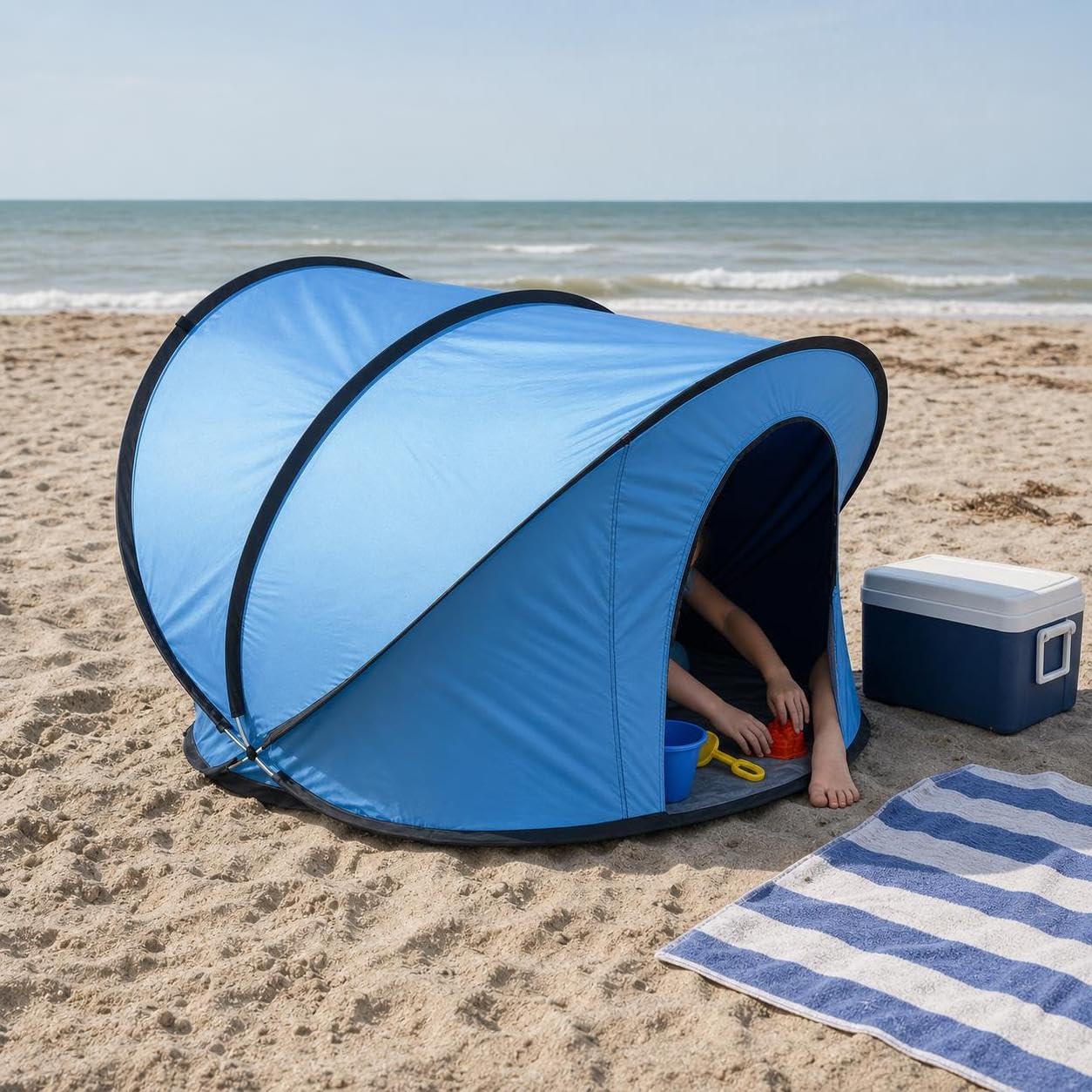 Tente Plage Automatique Anti | Polyester - coupe-vent - installation automatique - idéal plage solaire Pour la famille - Pour enfants