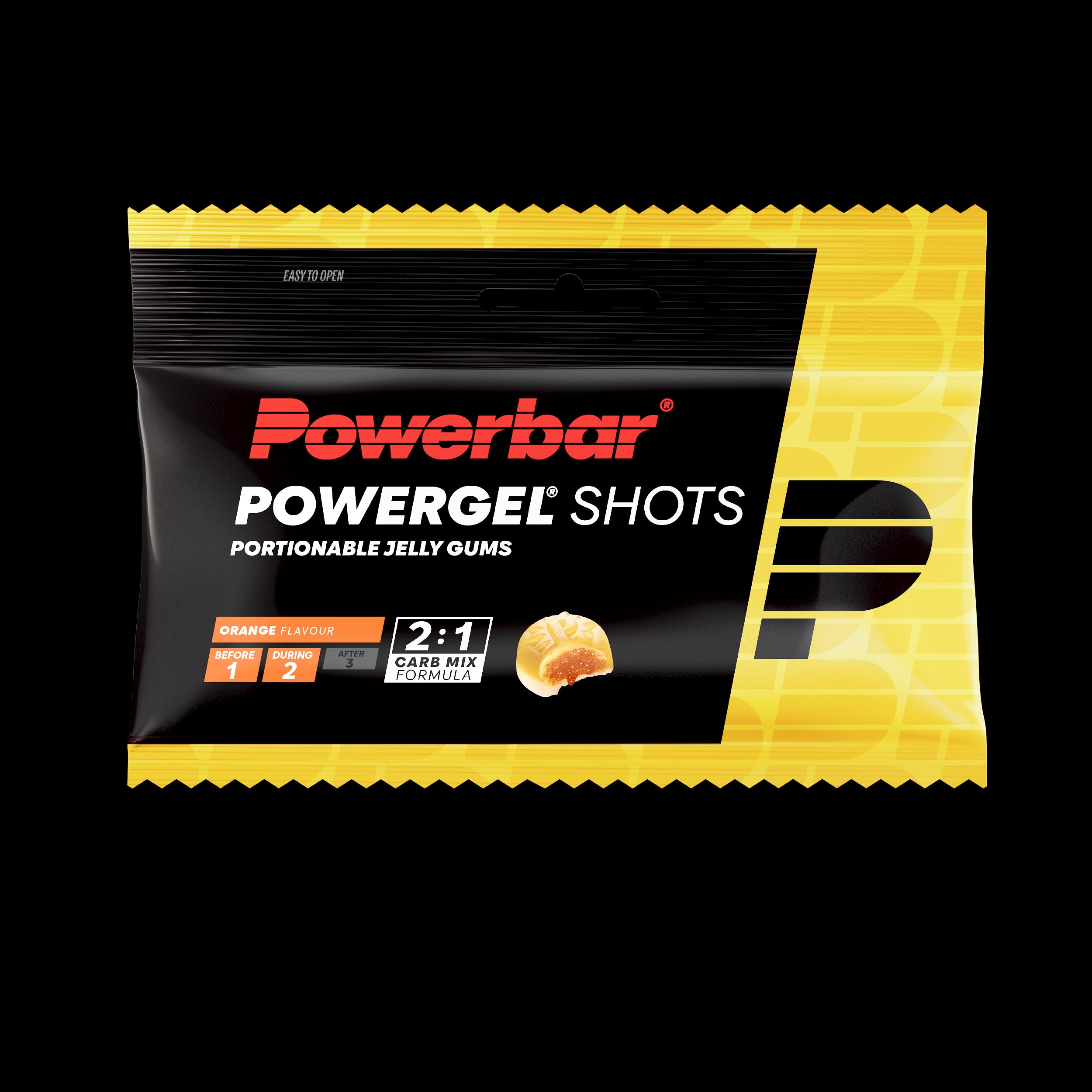 Powerbar - PowerGel Shots - Orange - 24x60g - Gommes énergétiques riches en glucides - Vitamine B6 - Sans caféine
