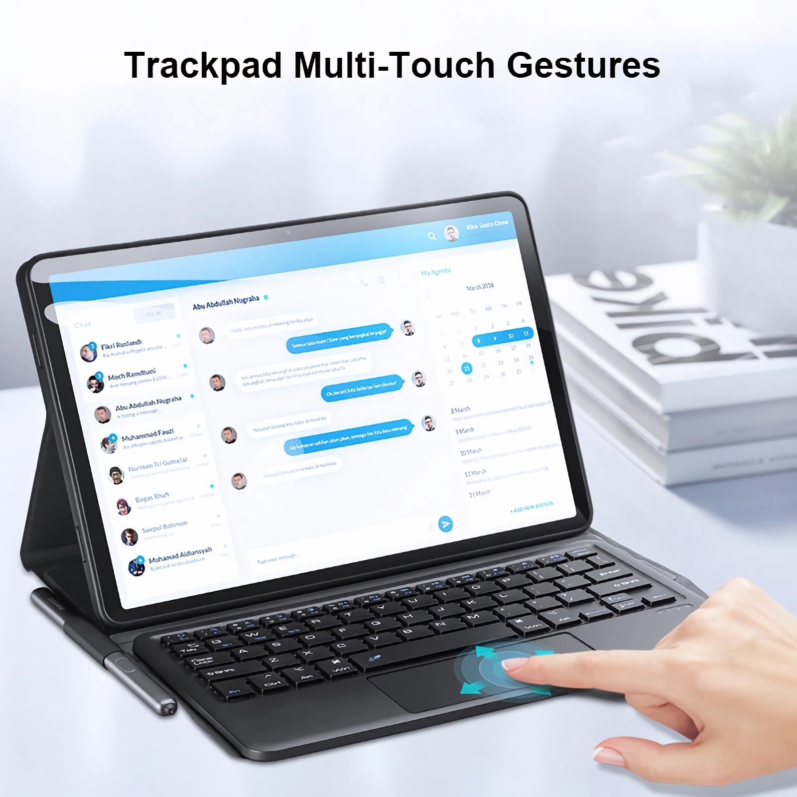 Etui z klawiaturą do Samsung Galaxy Tab A9 8,7 cala 2023 (SM-X110/SM-X115), Wbudowany Uchwyt Na Ołówek, Magnetyczna Odłączana Klawiatura Bezprzewodowa z Myszą Bluetooth