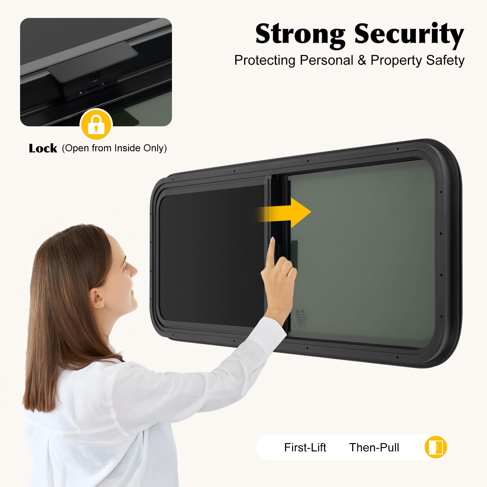 Ventana lateral para autocaravanas Ventana para furgonetas Ventana para autocaravanas Ventana deslizable para RV Ventana de ventilación con protección contra insectos, Ventana tintada y