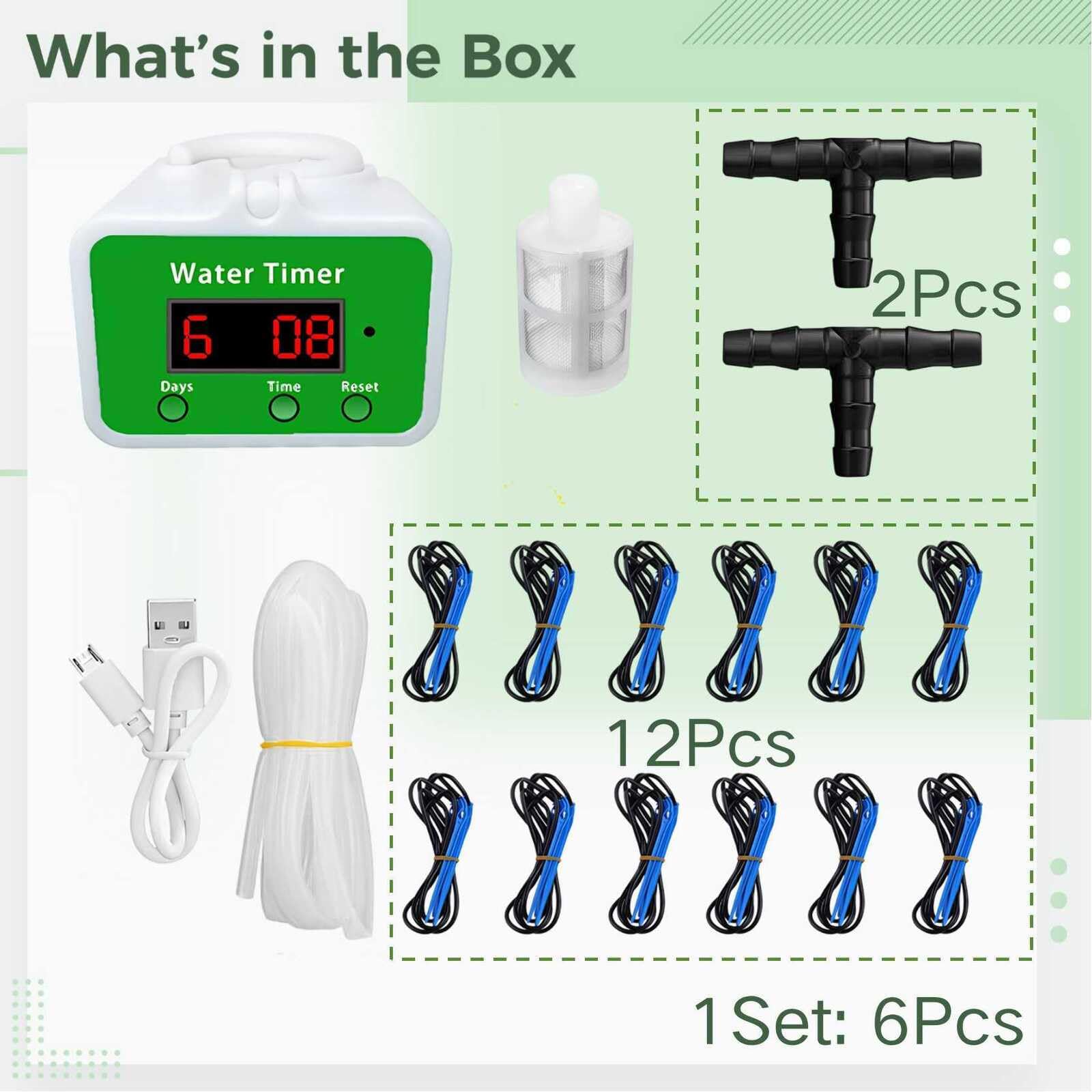 Système d'irrigation goutte à goutte automatique, auto-arrosage intelligent des plantes, 12 flèches, tube d'arrosage de 2,5 m, arrose jusqu'à 12 pots, chargement USB pour plantes d'intérieur