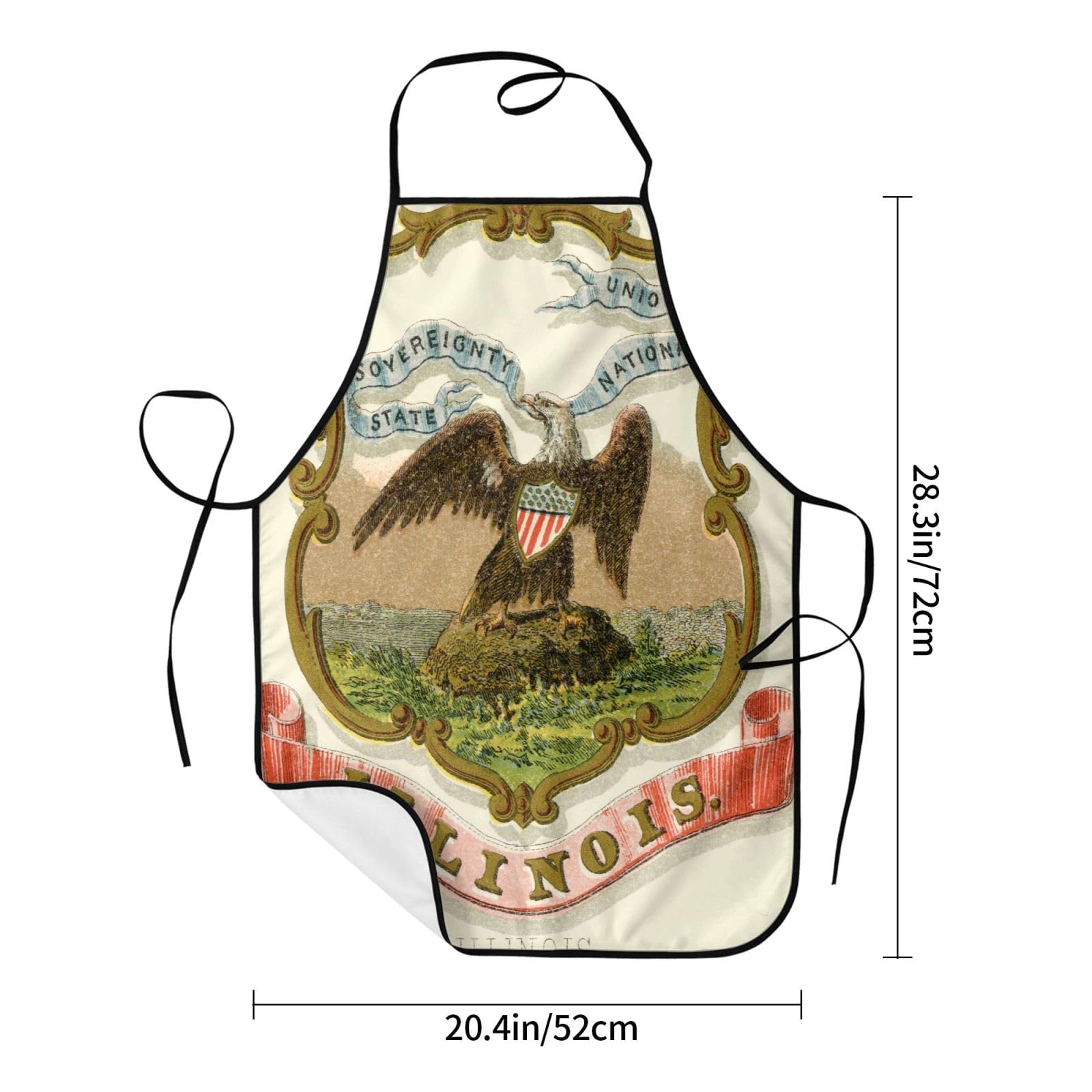 Tablier de cuisine unisexe avec emblème national de l'Illinois, doux et confortable pour homme et femme