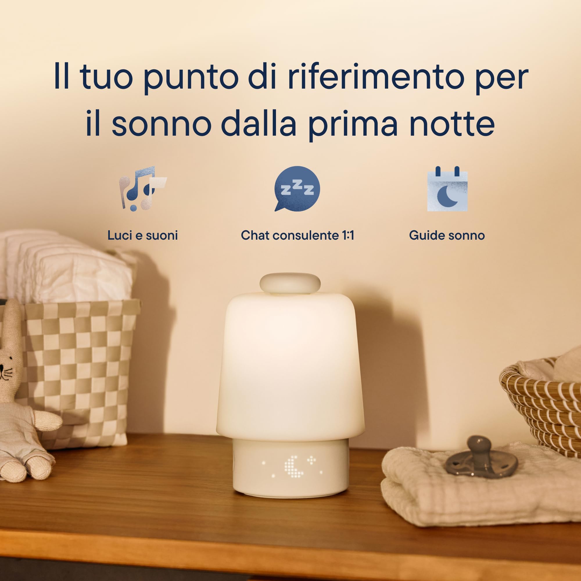 Macchina del suono Hatch Baby e luce notturna – rumore bianco e luce per neonati, trainer del sonno, creatore di routine, sveglia “ora di alzarsi” per cameretta